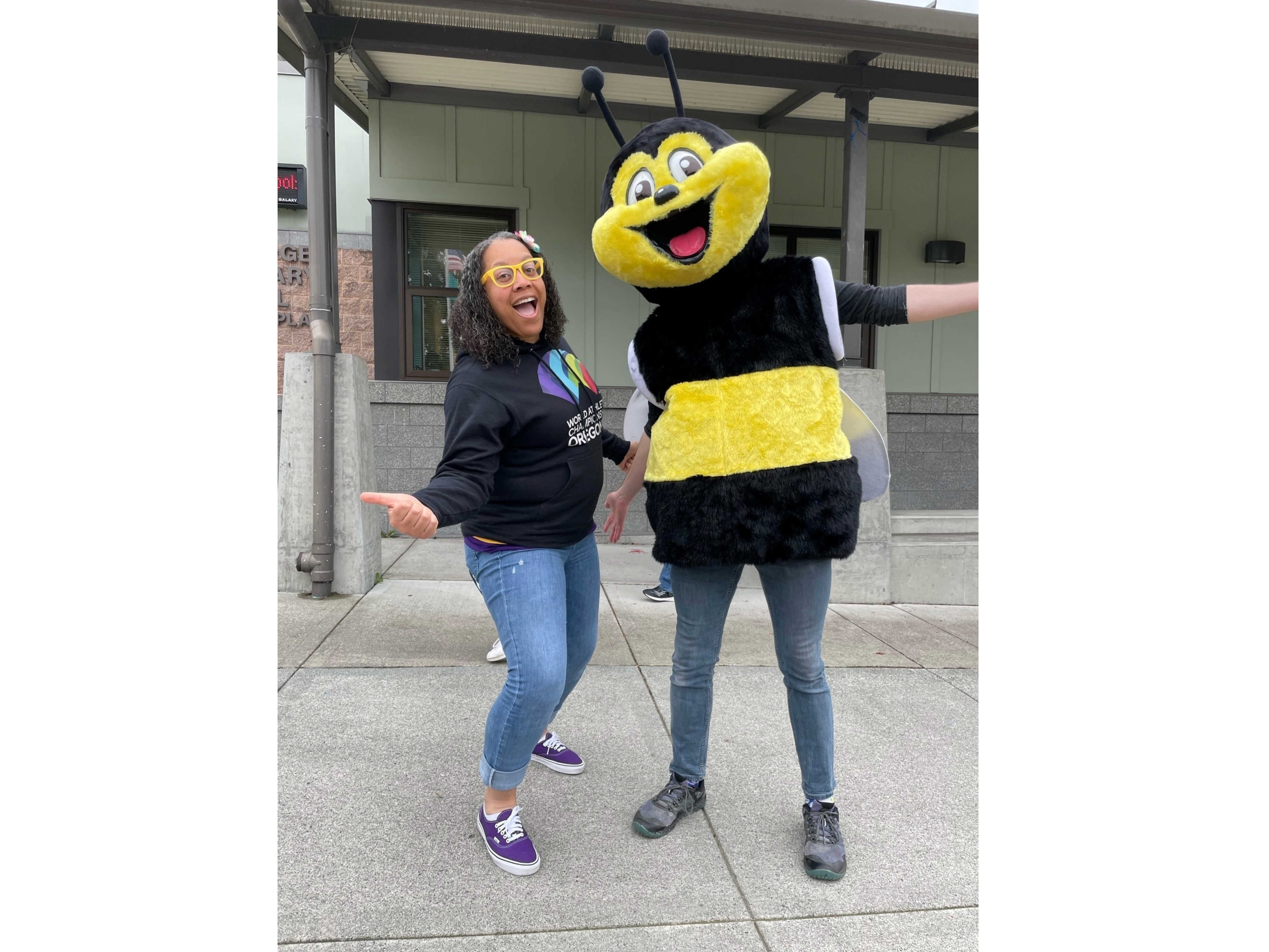 Pedbee mascot with principal